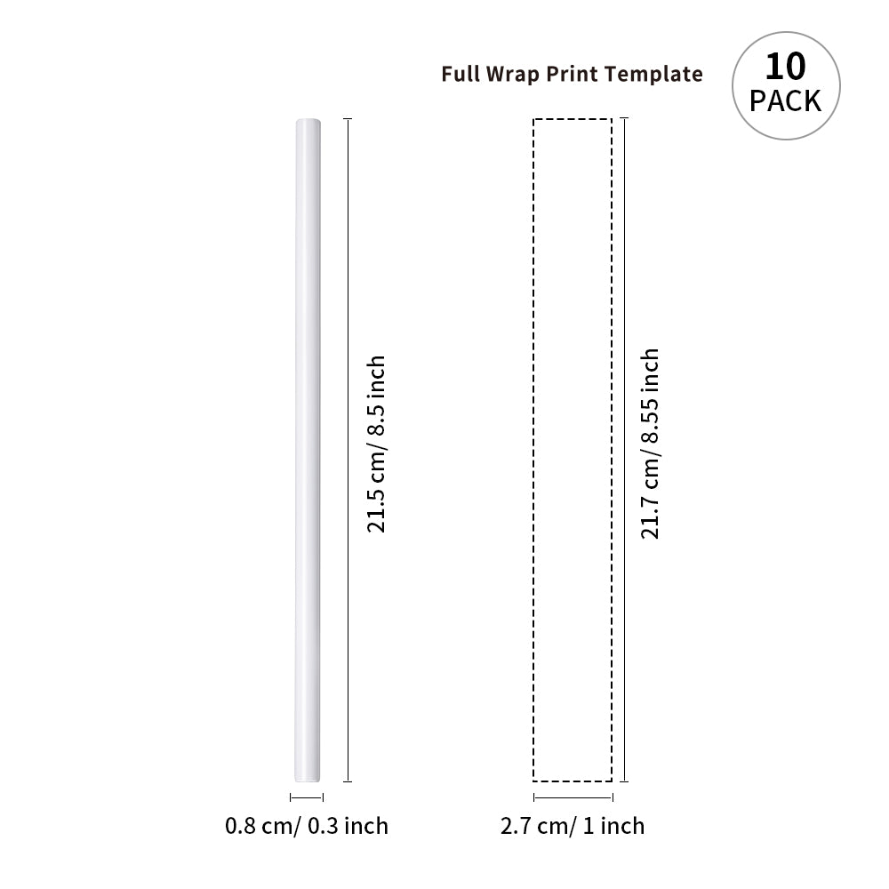 Sublimation Stainless Steel Straws S 0.3" x L 8.5" 10.2" 12.4" for 40 OZ 30 OZ 20 OZ 16 OZ Sublimation Tumblers Mugs Cups