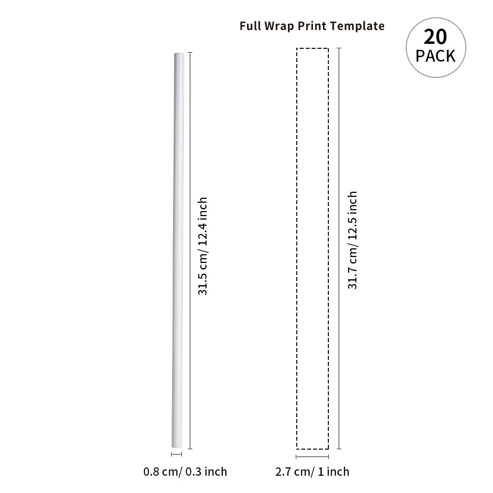 Sublimation Stainless Steel Straws S 0.3" x L 8.5" 10.2" 12.4" for 40 OZ 30 OZ 20 OZ 16 OZ Sublimation Tumblers Mugs Cups