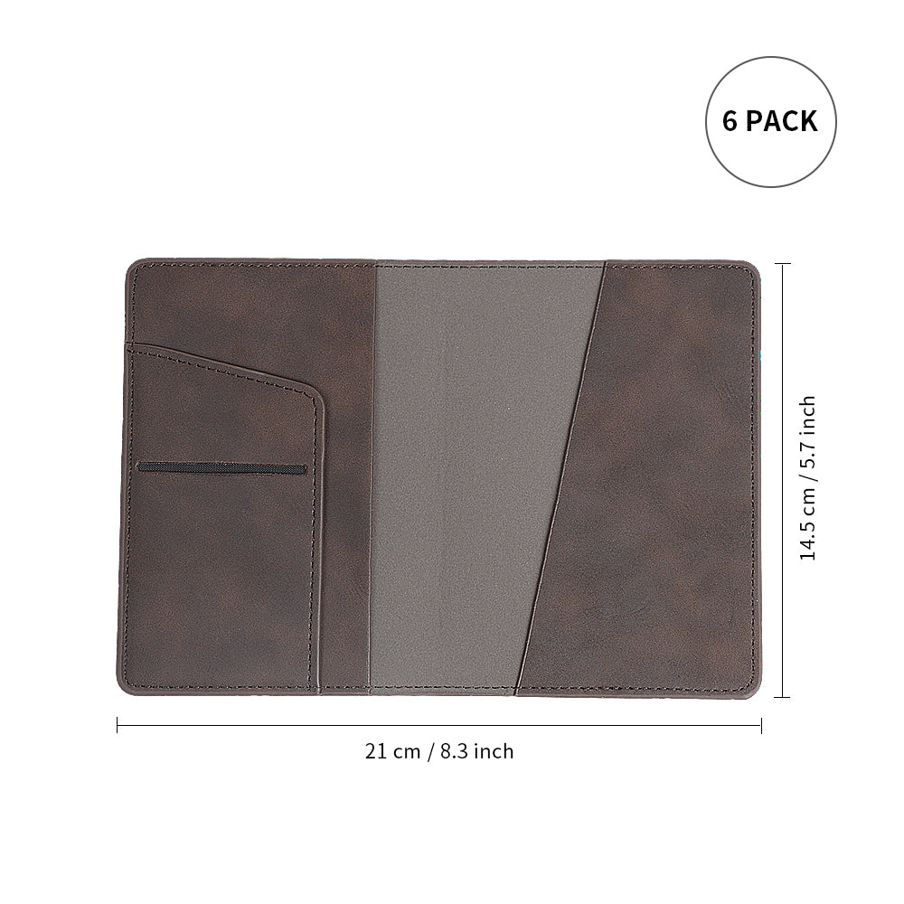 A5 Leather Passport Holder Cover Brown for Engraving DTF 6 Pack(Pre-Order)