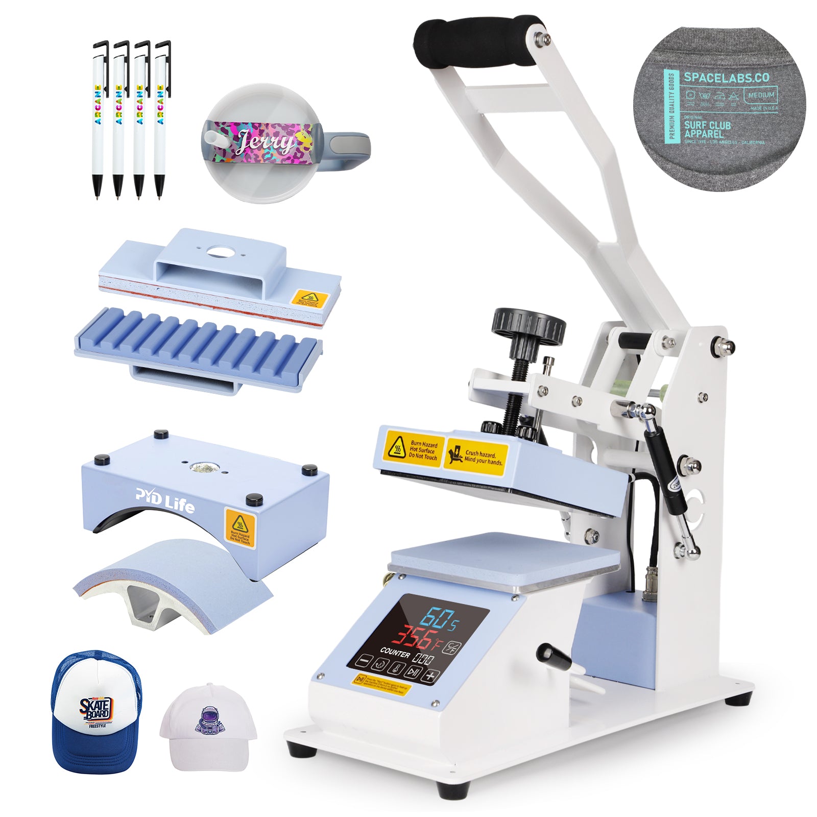 3 IN 1 Combo Label Tag Heat Press Machine 5.8 x 5.8 Inch,Cap Hat Heat Press Machine,Sublimation Pens Heat Press Machine