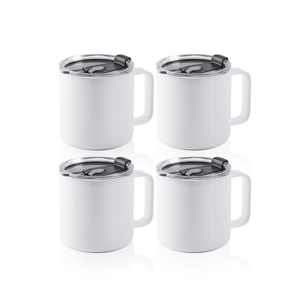 PYD Life 4 Pcs Sublimation Blank Skinny Tumbler 20 oz White Mugs with Handle and Straw,Stainless Steel Coffee Travel Straight Mug with Sliding Lid