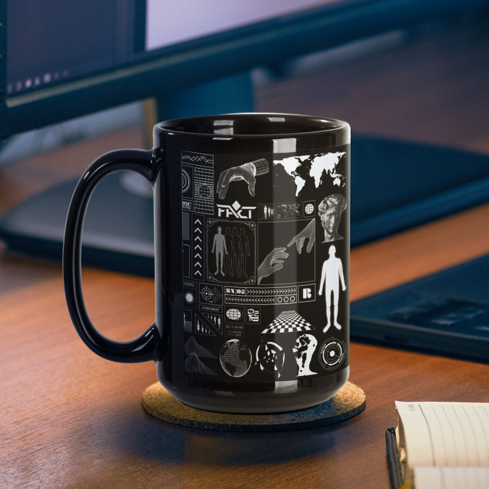 Wholesale 15 OZ Sublimation Ceramic Coffee Mugs Black with White Patch & Strong Inner Box 8 Pack
