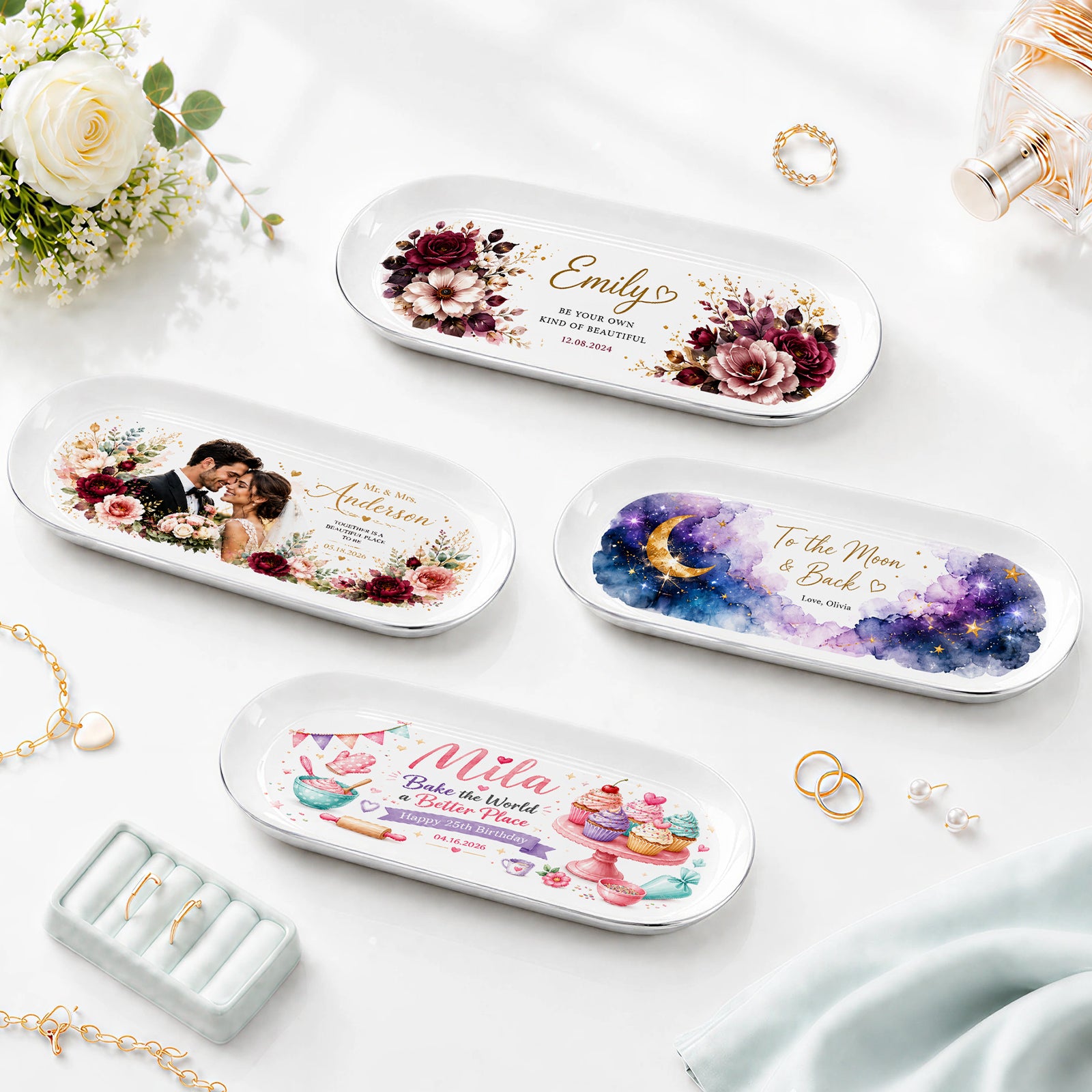 Sublimation Blanks Jewelry Tray Stainless Steel 9" x 3.7" 6 Pack