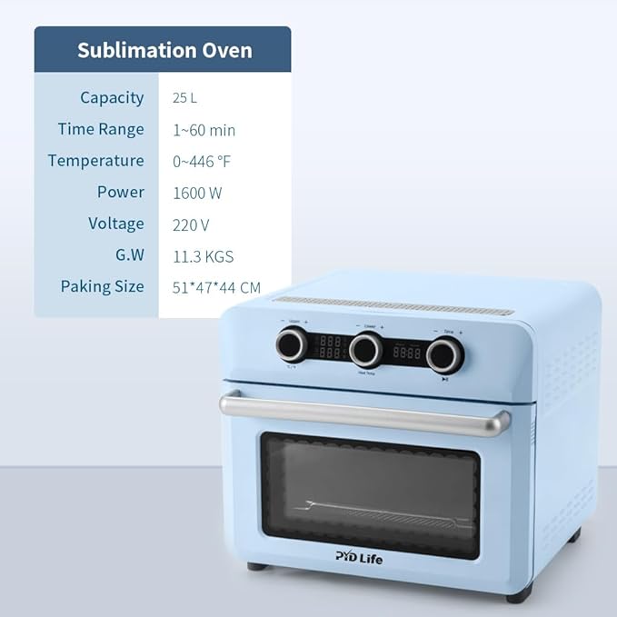 25 L Sublimation Oven Sublimation Starter Benginers Kit Bundle with 12 Pack 20 OZ Sublimation Tumblers,Cup Tumbler Cradle,Shrink Wrap Films and Heat Blower Foldable Handle