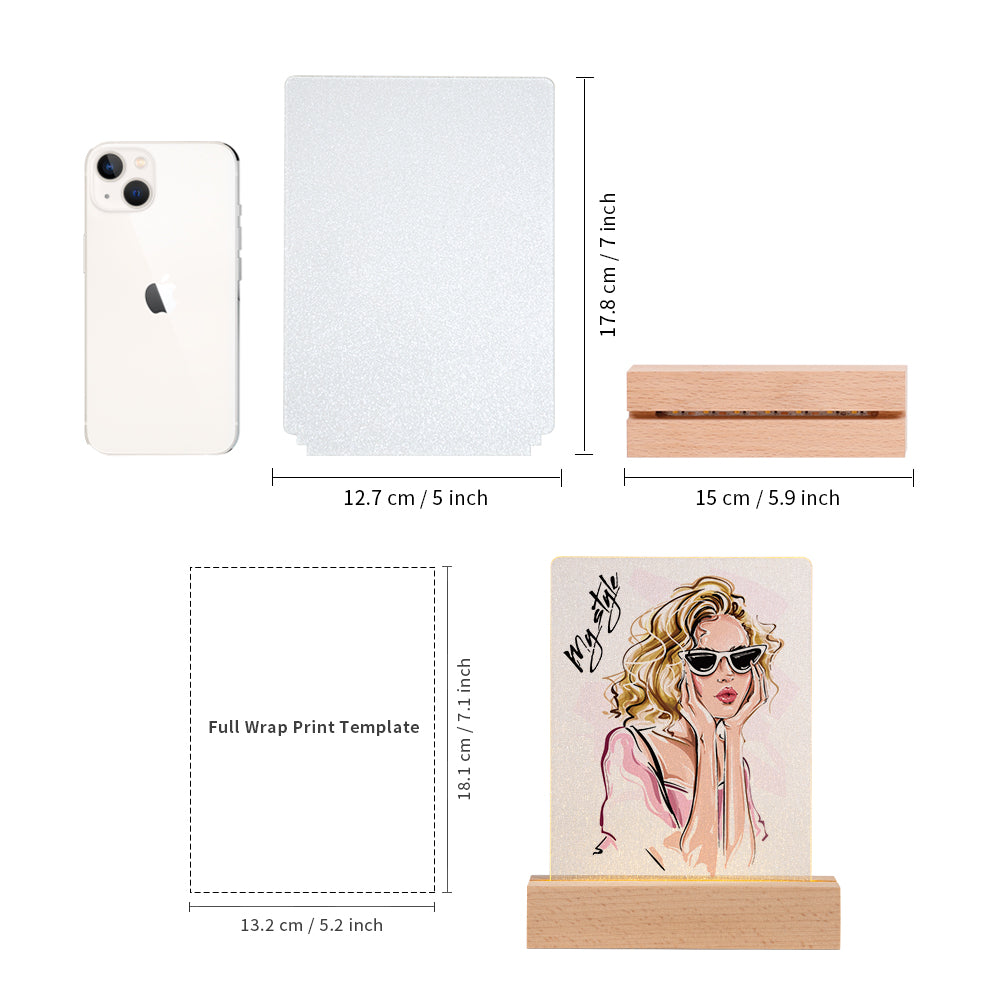 Auto Heat Press Machine for T Shirts Bundle kit With  LED Acrylic Photo Frames Night Lights,Heat Tape,Sublimation paper