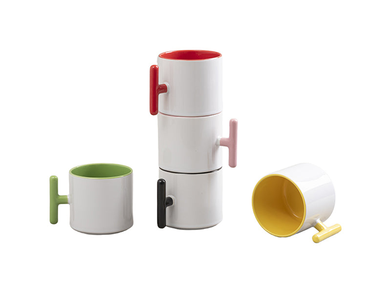 Wholesale Sublimation Blank 9oz Inner T-Handle Color Mug 48 Pack(5 Colors)-Shipping from China