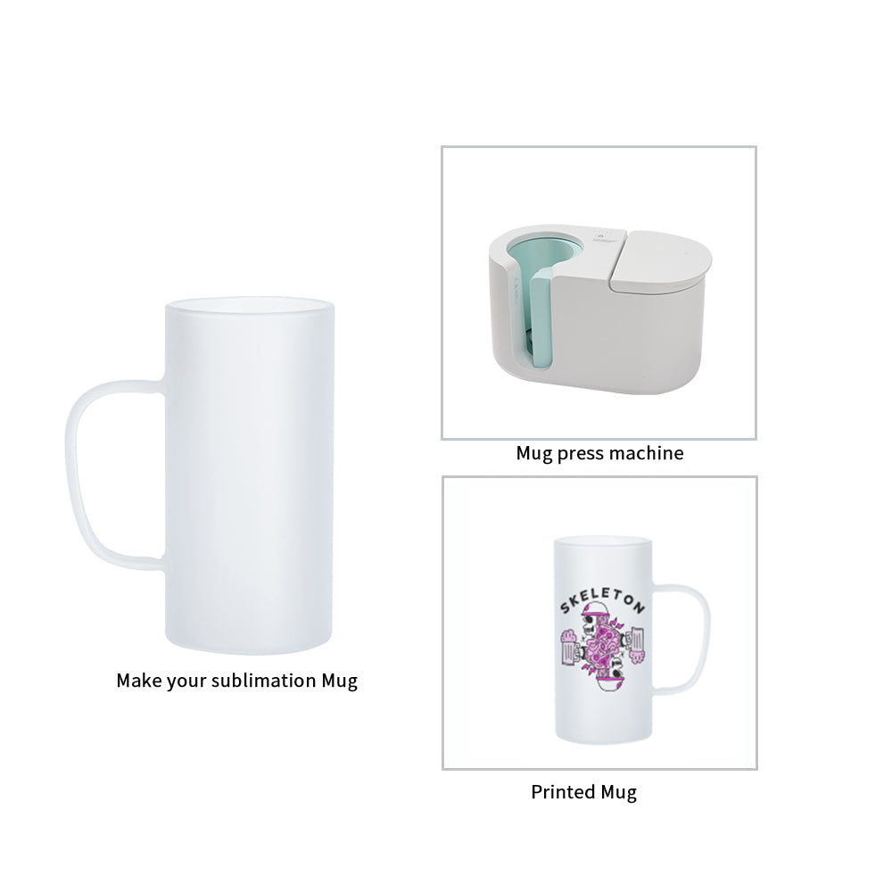 Wholesale 22 OZ Sublimation Glass Beer Mugs Bulk Frosted White 8 Pack