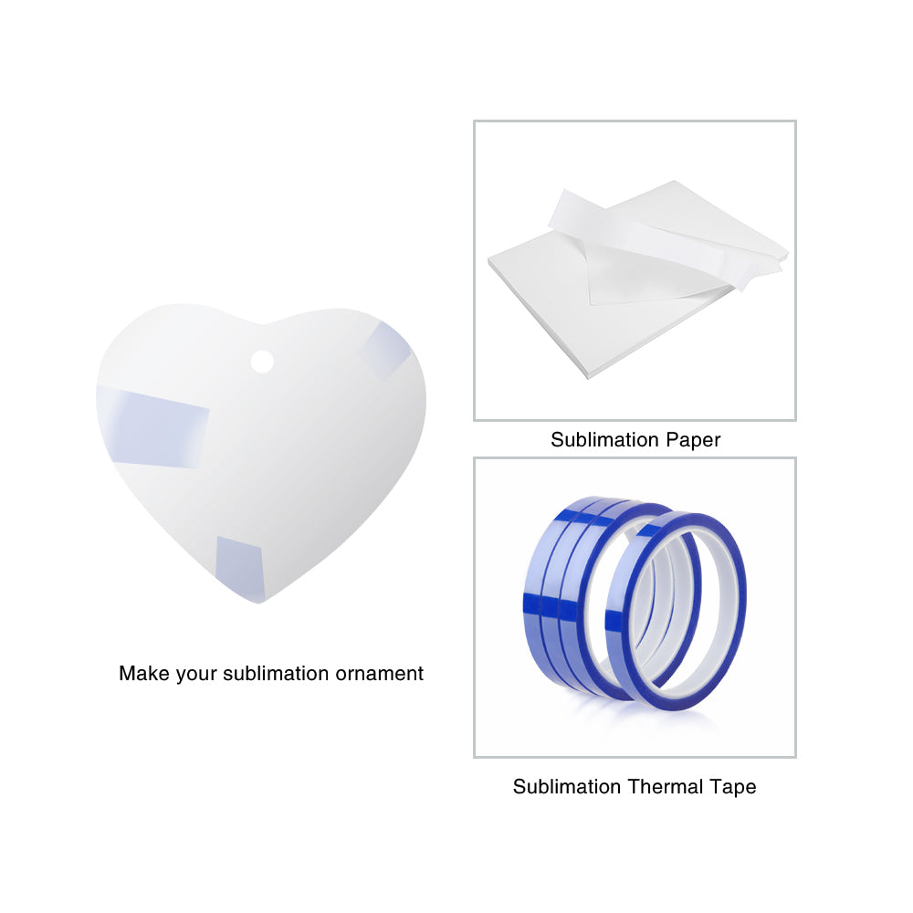 Wholesale Sublimation Ceramic Ornament with Gold String 2 Sides Printable Heart 50 PCS & 100 PCS & 250 PCS