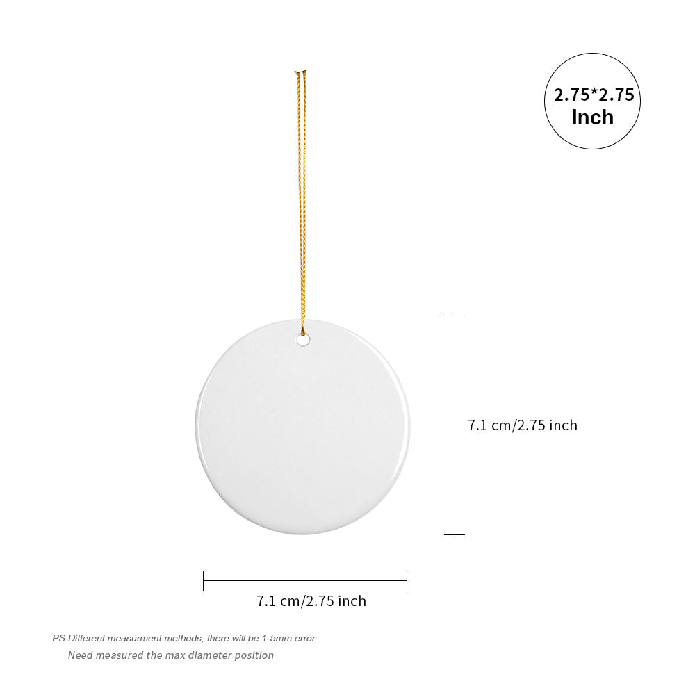 Wholesale Sublimation Ceramic Ornament Round with Gold String 2 Sides Printable 1000 pieces