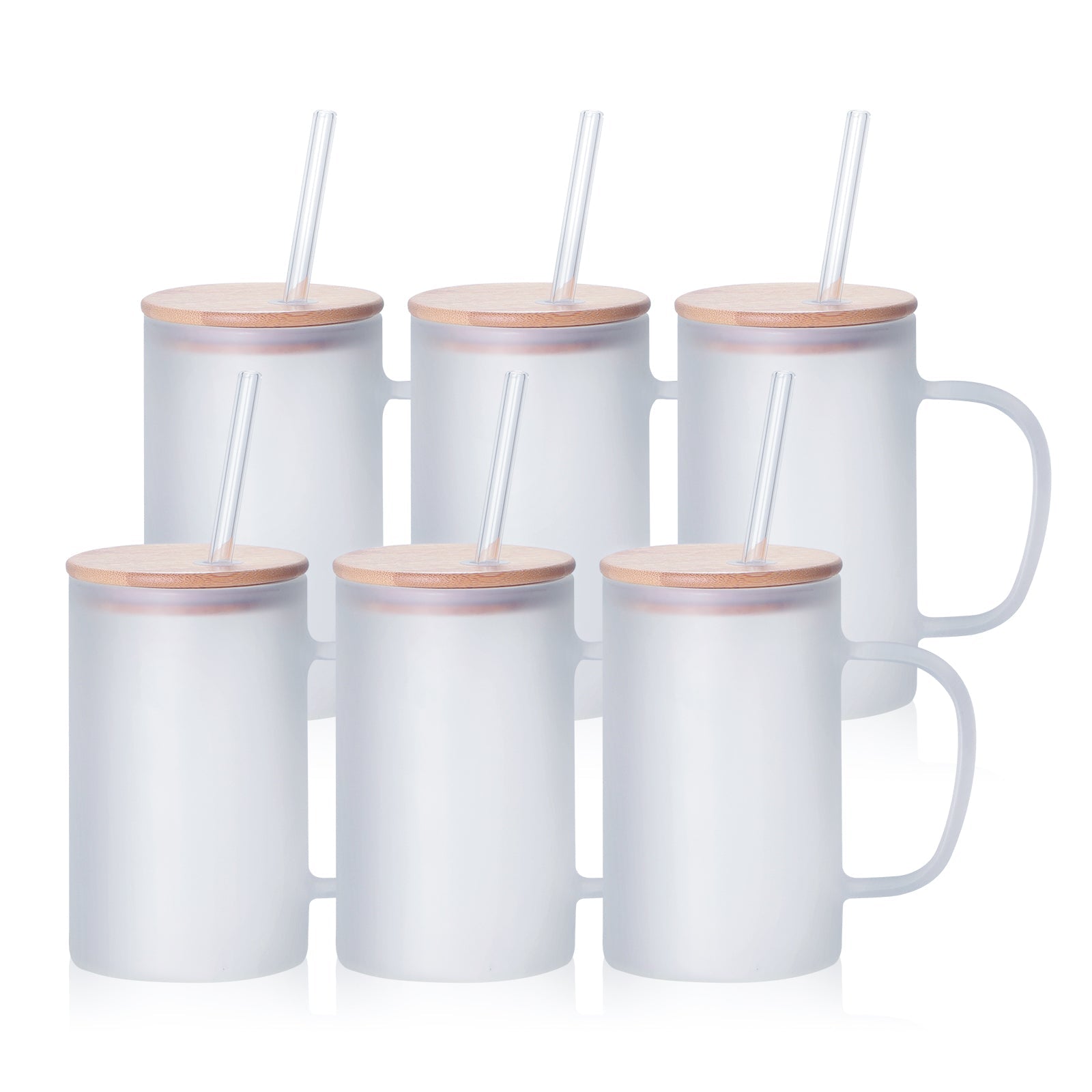 Sublimation Glass Beer Mugs Frosted White 18 oz 6 Pack