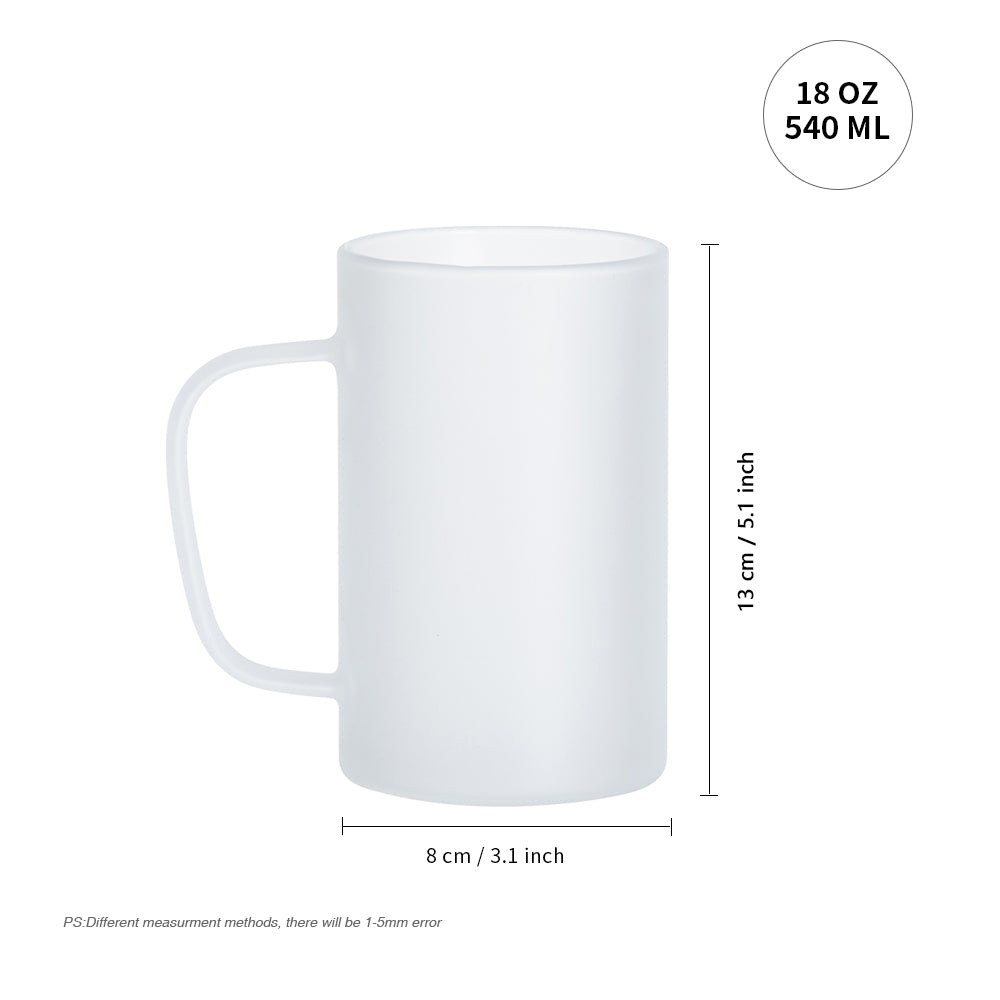 Wholesale 18 OZ Sublimation Glass Beer Mugs Frosted with Handle 8 Pack & 24 Pack & 48 Pack