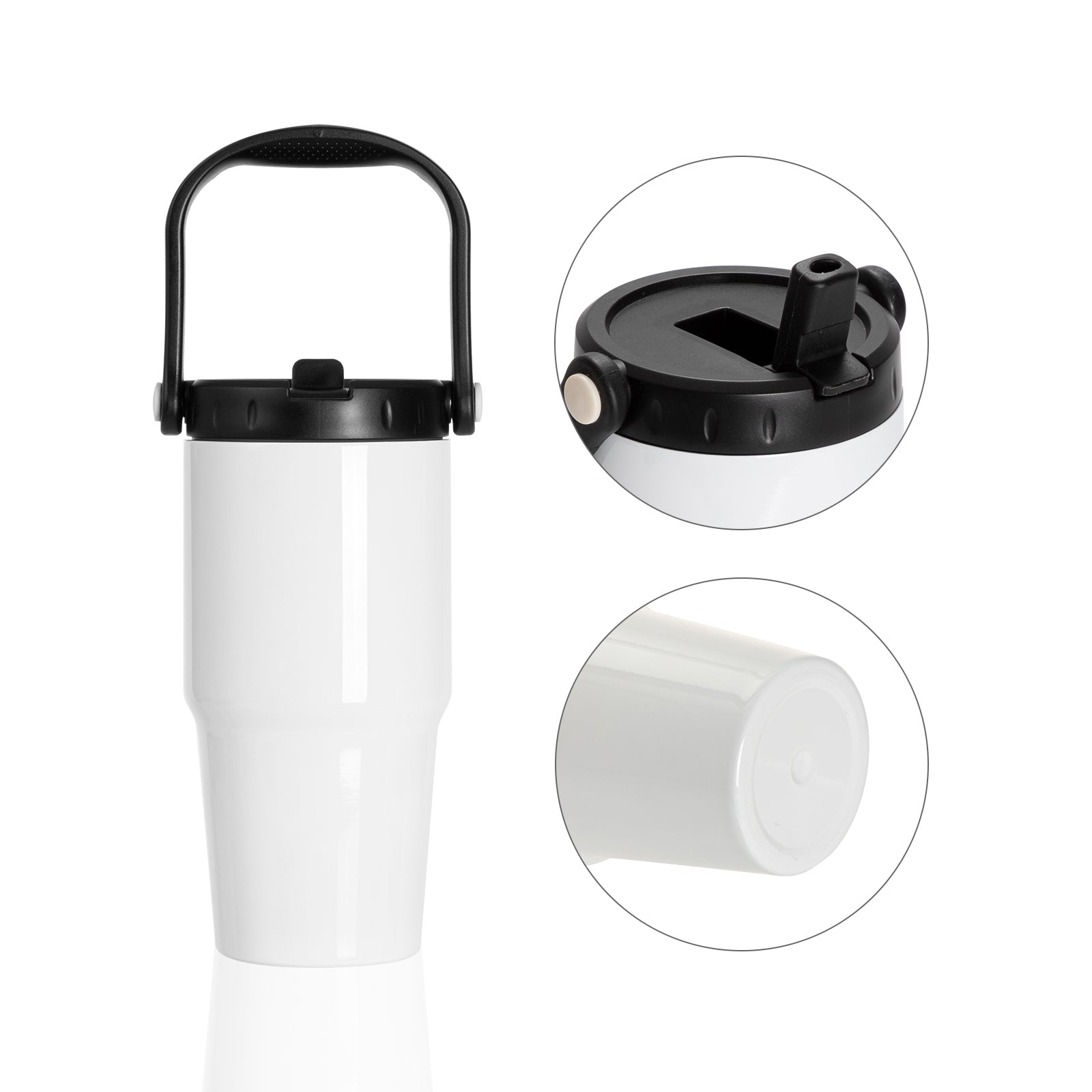 Sublimation Adventure Tumblers White With Large Handle Cap and Straw 20 OZ 8 Pack& 24 Pack & 48 Pack