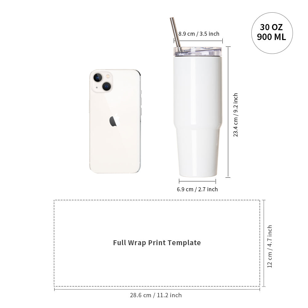 Wholesale Sublimation Travel Tumblers White With Metal Straw And Screw Top Leak-Proof Slide Lid 30 OZ 24 Pieces