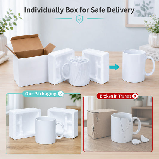 Sublimation Coffee Mugs 11 OZ with Individual White Box 36 Pack
