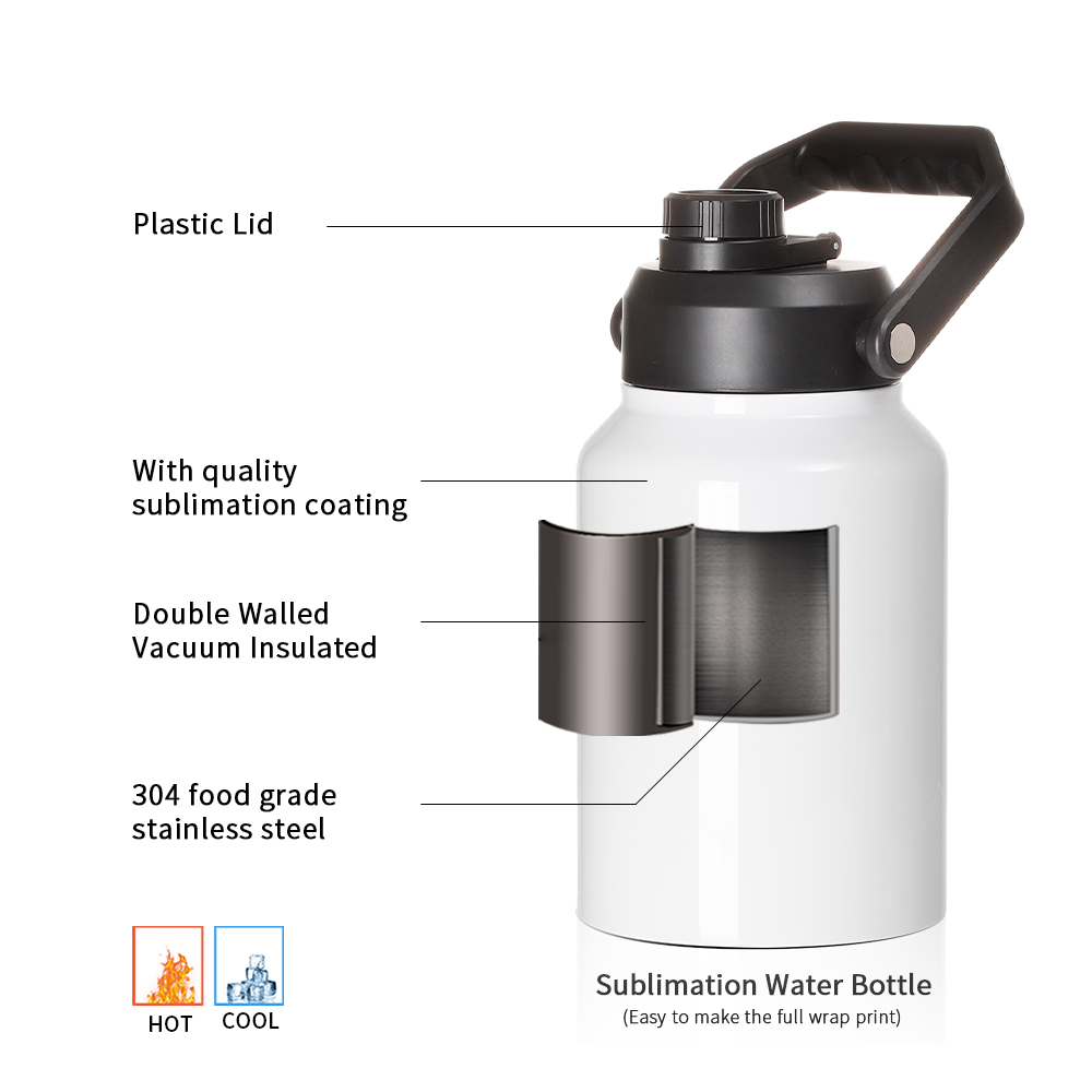 Wholesale 64 OZ Sublimation Water Jugs Bottle with Spout Lid Large Handle 12 Pack(shipping from China)