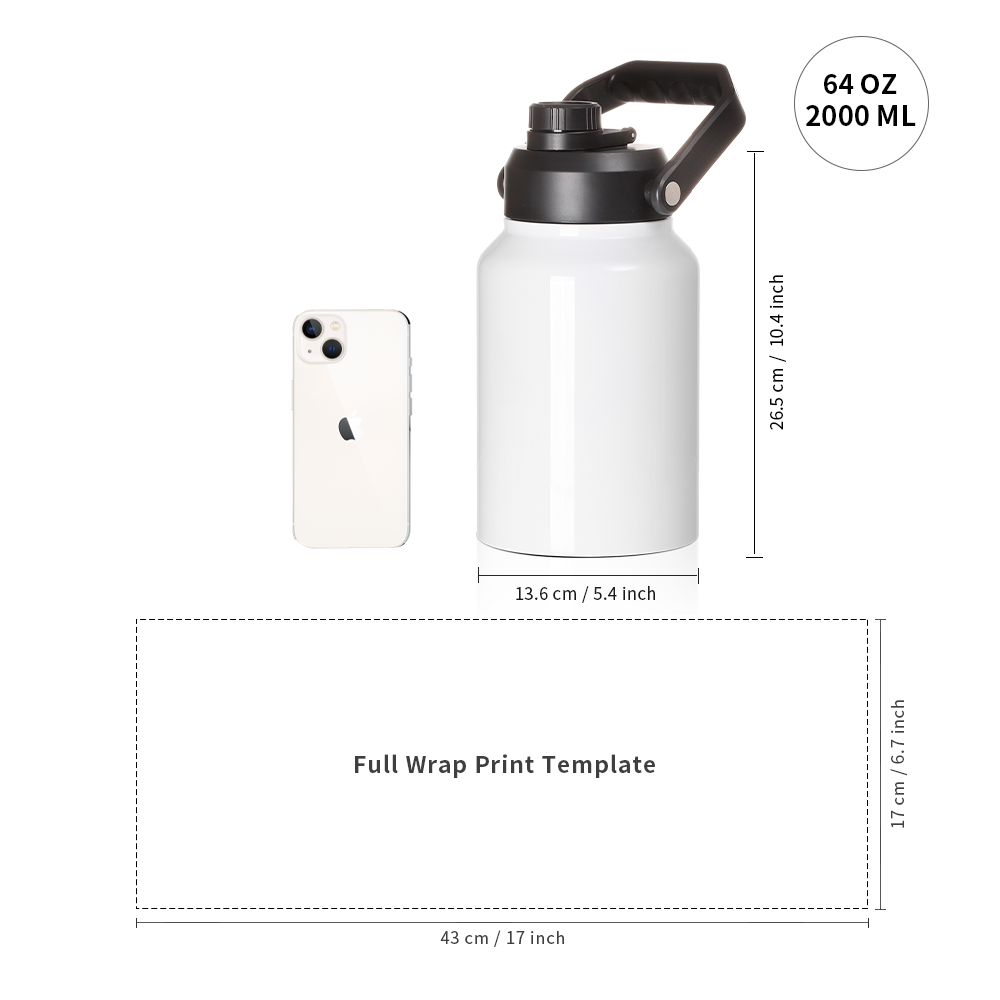 Wholesale 64 OZ Sublimation Water Jugs Bottle with Spout Lid Large Handle 12 Pack(shipping from China)