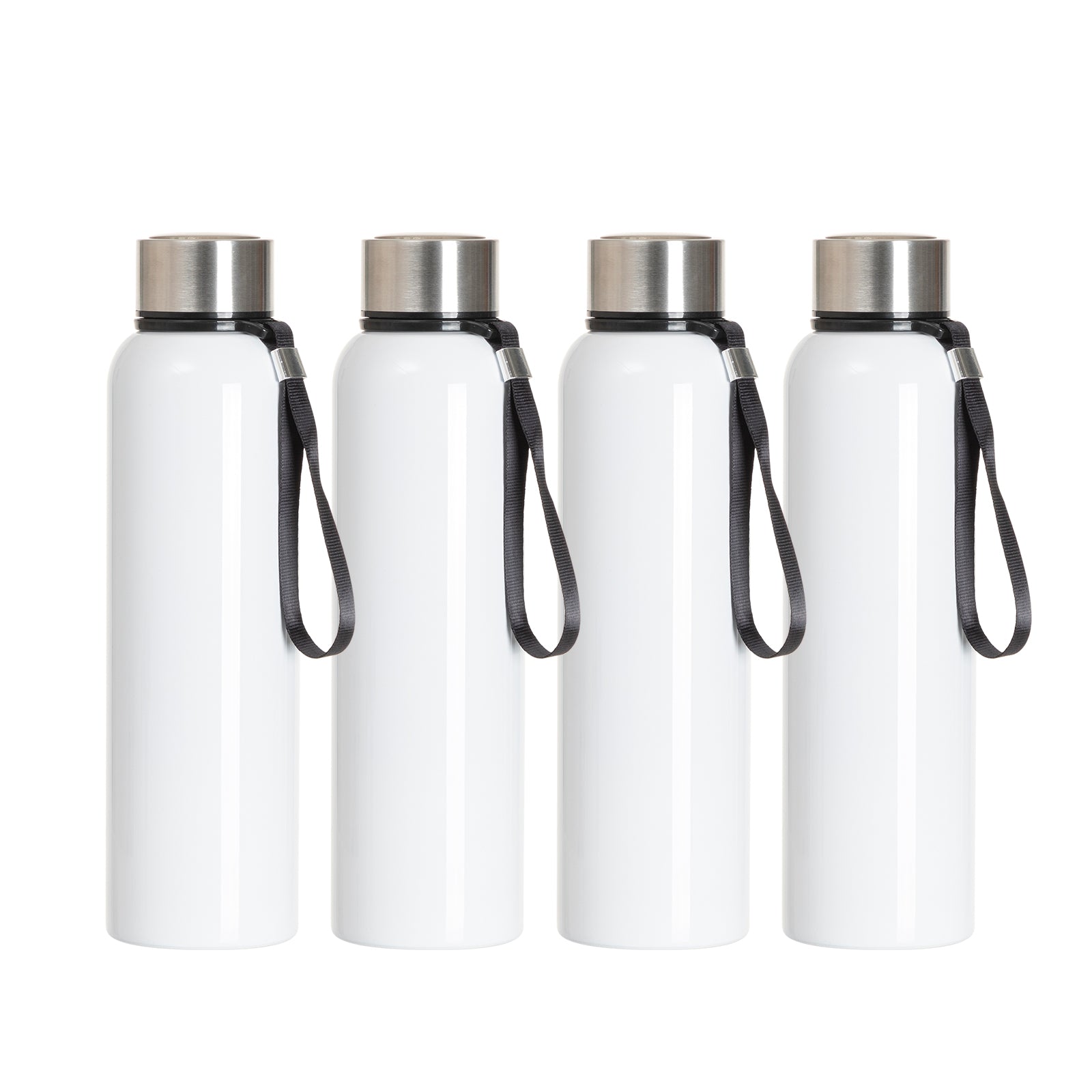 Sublimation Sports Water Bottles White with Wide Mouth Handle Cap and Straw 30 oz 2 Pack