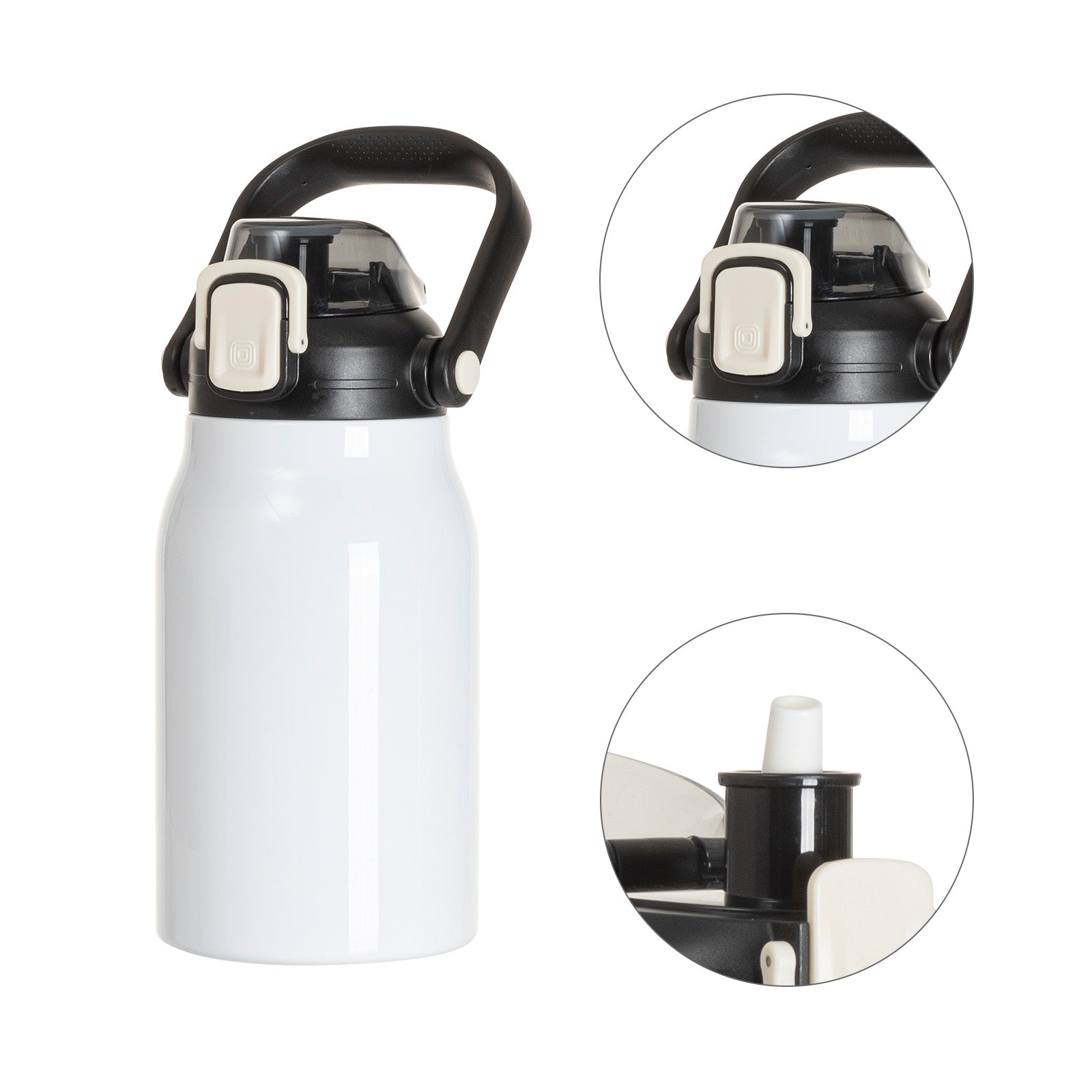 Wholesale 32 OZ Sublimation Water Jugs Bottles Vacuum Flasks White Blanks with Portable Sippy Up Lid and Straw 3 Pack & 12 Pack & 24 Pack