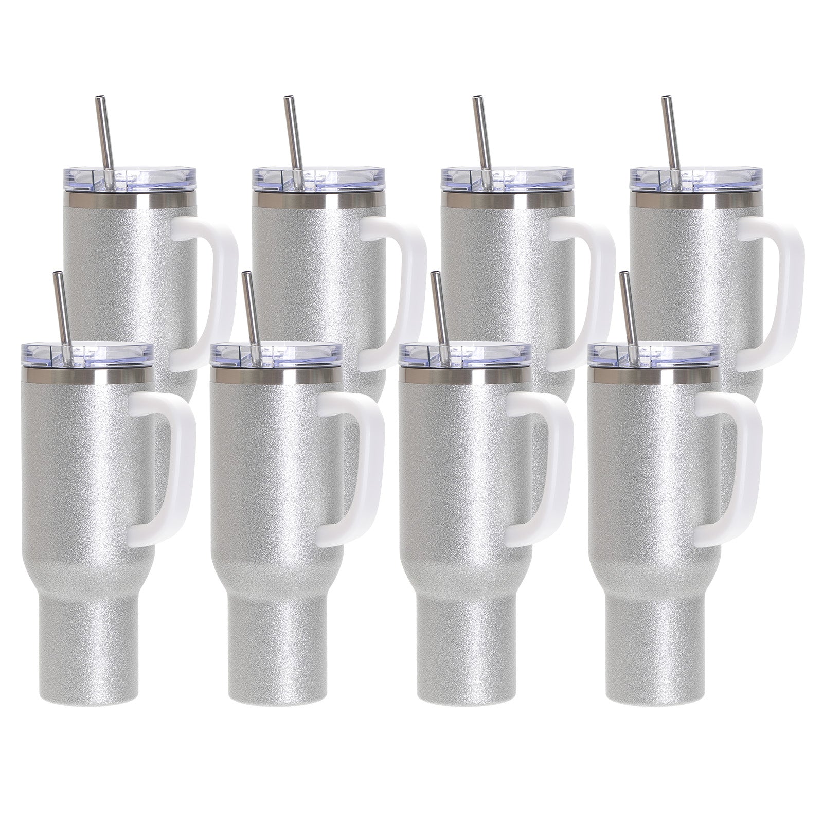 Wholesale Sublimation Blanks Tumblers 40 OZ Glitter Bulk with Removeable Handle Plastic,Leakproof Lid and Stainless Straws(3 Glitter Color Options)8 Pack & 24 Pack & 48 Pack