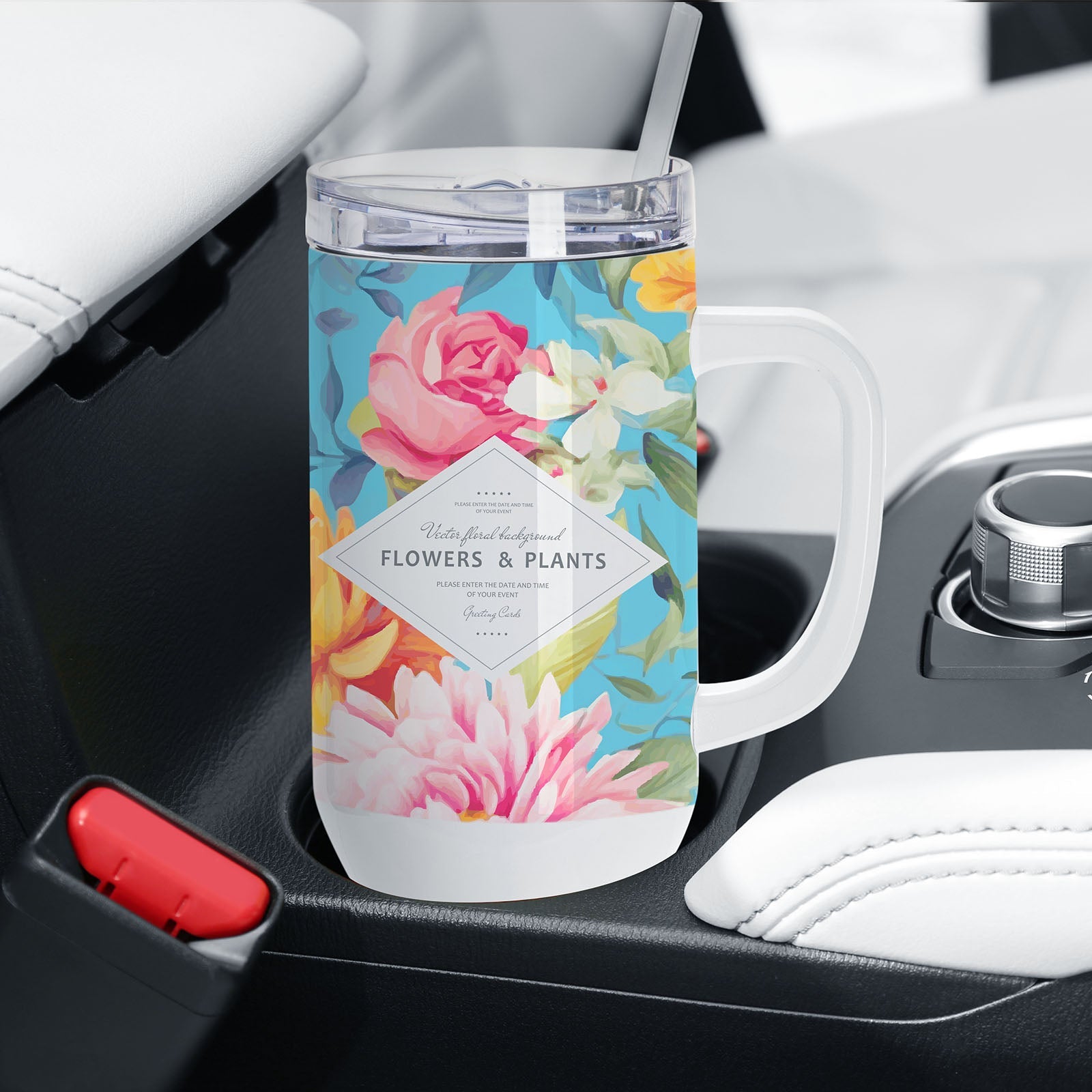 Wholesale 40 OZ Sublimation Blanks Tumblers Bulk with Removeable Handle Plastic,Leakproof Lid and Stainless Straws 4 Pack & 24 Pack & 48 Pack