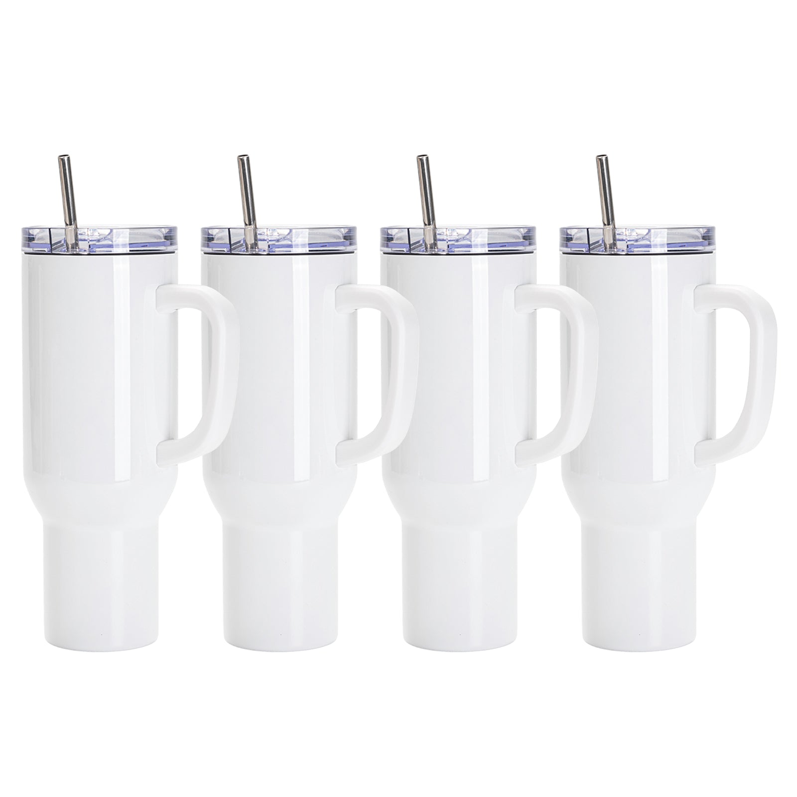 Wholesale 40 OZ Sublimation Blanks Tumblers Bulk with Removeable Handle Plastic,Leakproof Lid and Stainless Straws 4 Pack & 24 Pack & 48 Pack