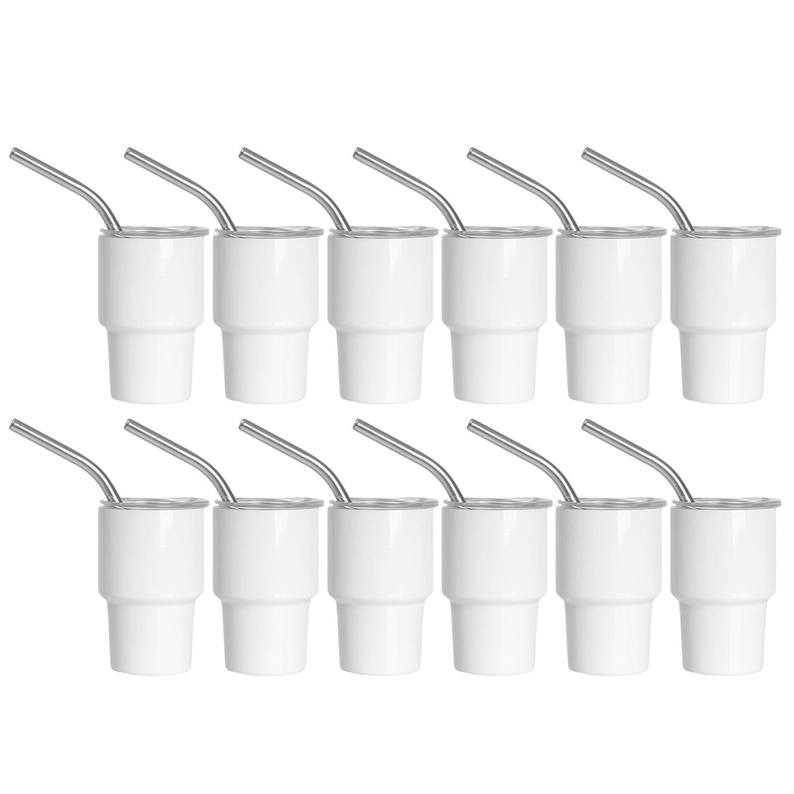 PYD Life 12 Pack Sublimation Tumblers Blanks Skinny White 20 oz Straight Bulk Stainless Steel Tumbler with Metal Straw and Lid for Tumbler Heat