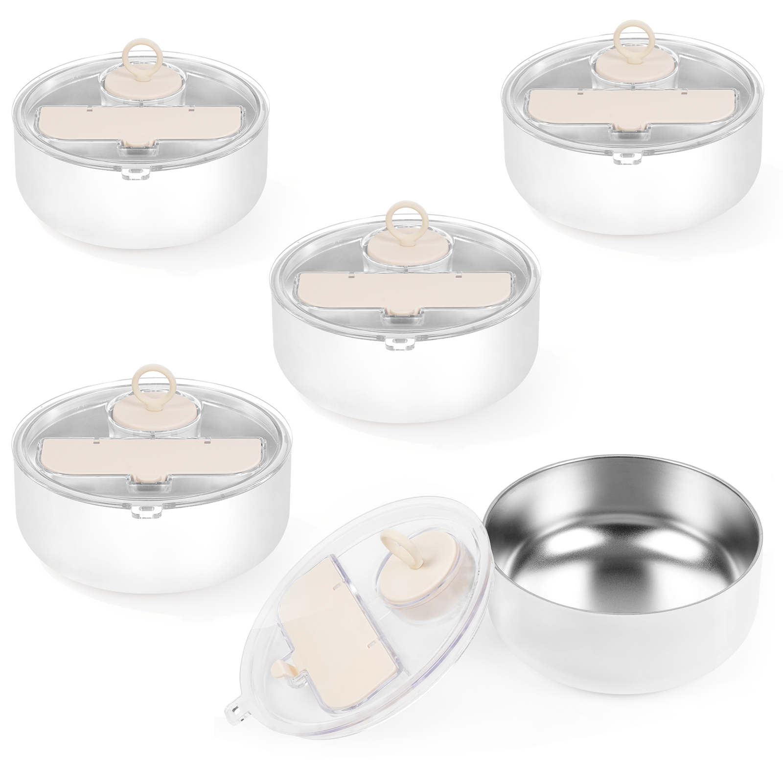 Wholesale Sublimation Blanks Salad Bowl with Lid and Mini Canister, Double Wall Stainless Steel Customizable Lunch Food Storage Bowl, Container for Salad, Meal Prep, Fruits 5 Pack & 10 Pack(32 OZ 1 QT OR 48 OZ 1.5 QT)