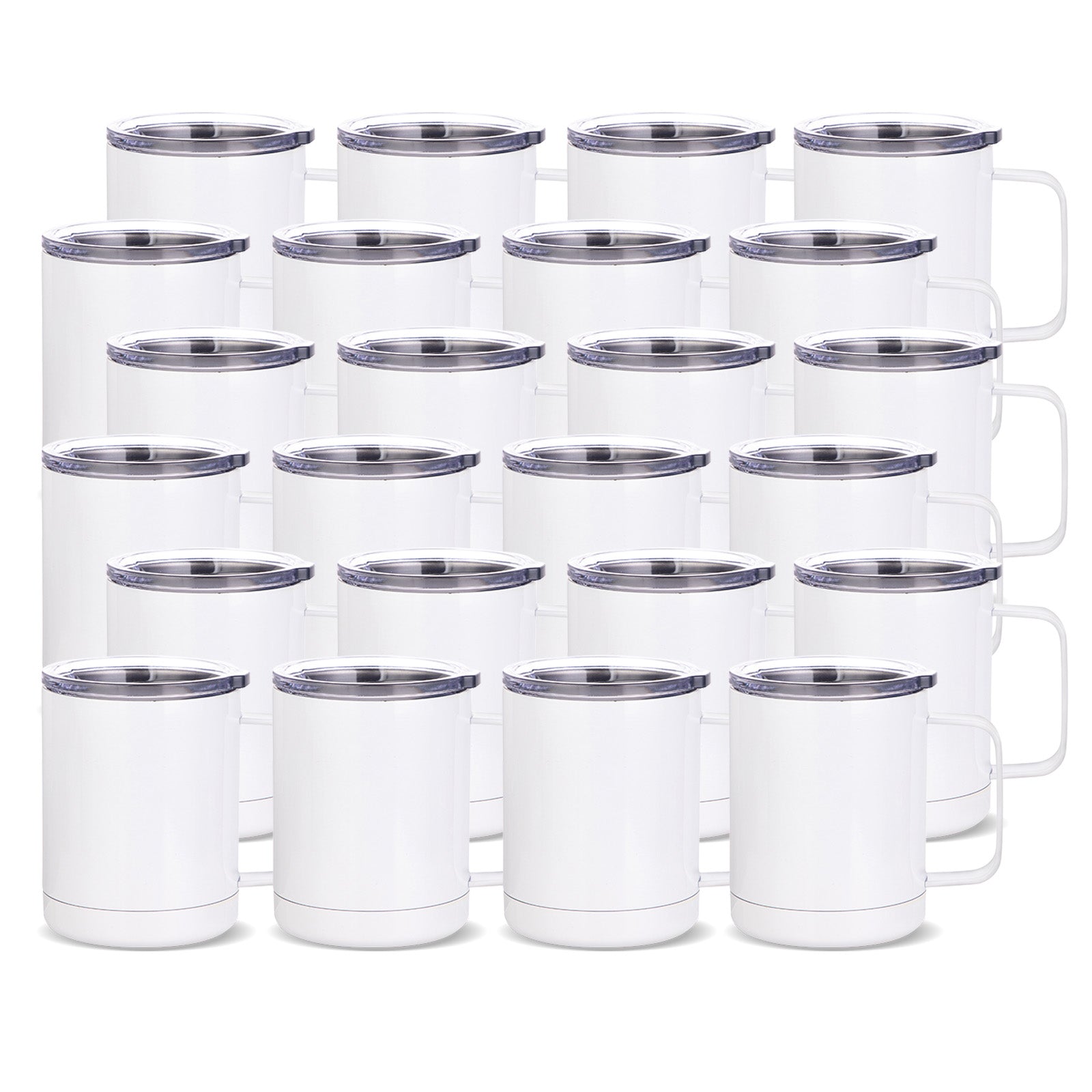 Wholesale Sublimation Coffee Cups Insulated Double Wall White with Handle and Lid 10 oz 50 Pieces