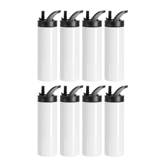 Wholesale 20 OZ Sublimation Kids Water Bottles Tumblers Blanks White with Portable Lid and Straw 8 Pack & 24 Pack & 48 Pack