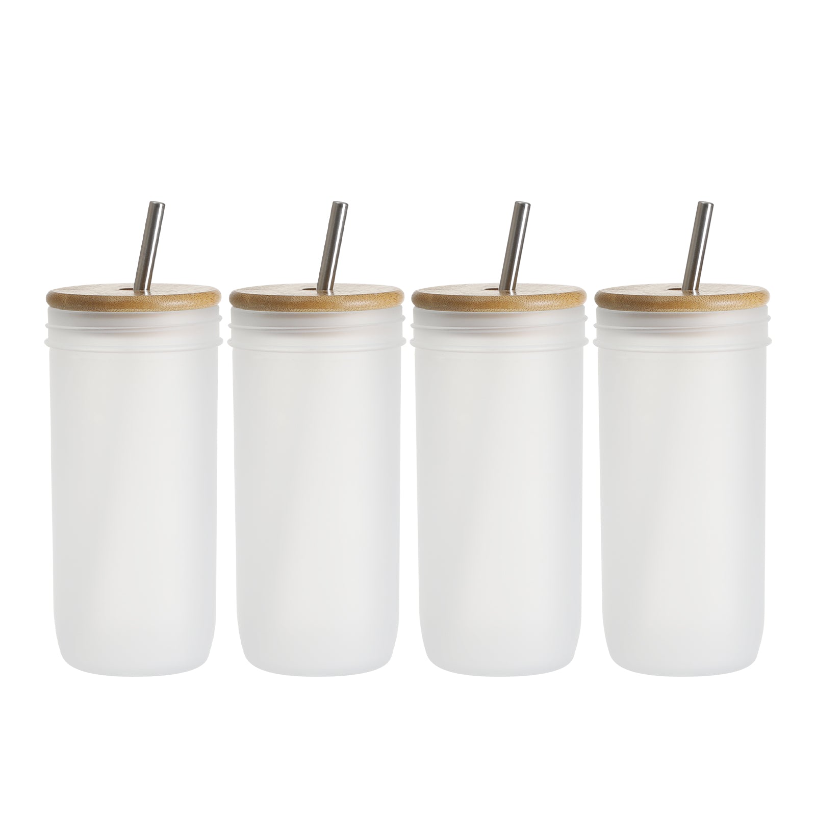 Sublimation Glass Tumbler With Bamboo Lid And Metal Straw 24 Oz 4