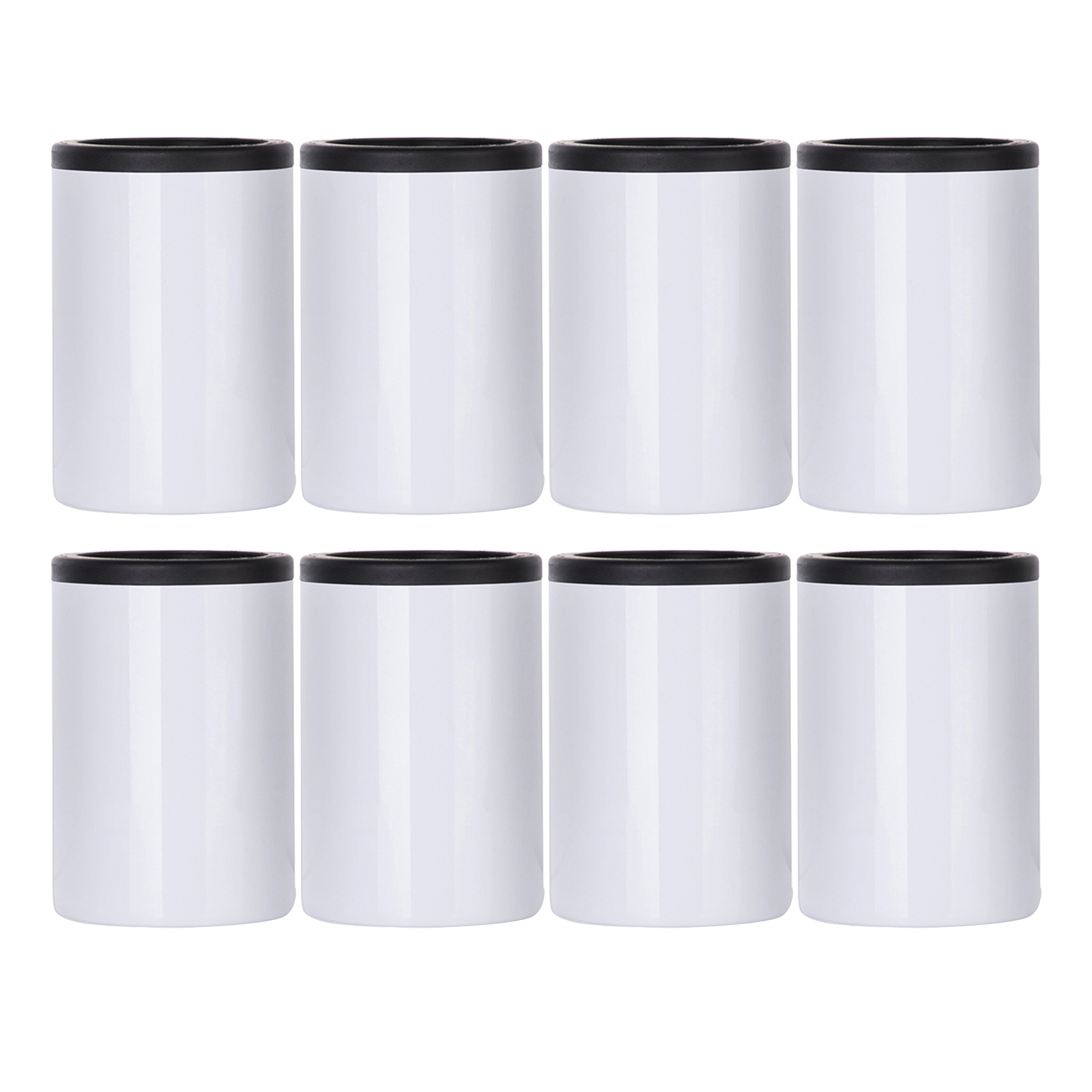 Wholesale 12 OZ Sublimation Cold Drink Short Can Cooler Bulk Buy Stainless Steel Insulator White 8 Pack & 24 Pack & 48 Pack