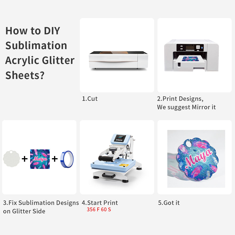 Wholesale Sublimation Acrylic Blanks Glitter Sheets 12" x 12",1/6" Thick(4 mm) for Laser Cutting Machine Bulk 24 Pack & 32 Pack & 48 Pack(Shipping from China)