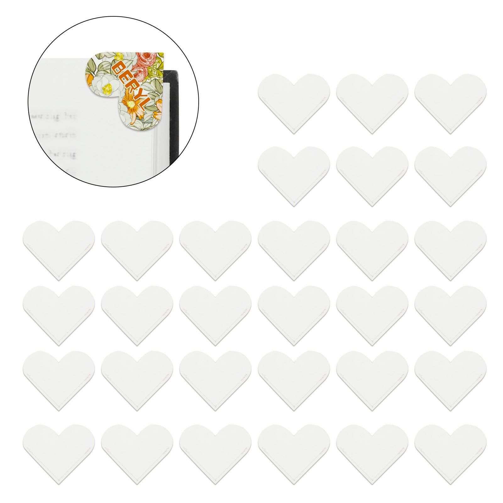 30 Pack Sublimation PU Leather Corner Bookmarkers 2.75" x 1.1" Round Bow White Blanks(3 Shape Options)