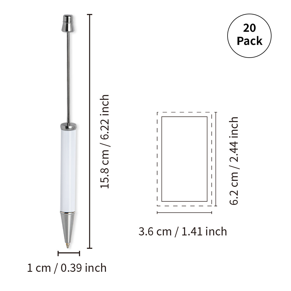 Wholesale Sublimation Beadable Pens Blanks Bulk White for Pen Heat Press with 25 Pieces Shrink Wrap Films 40 Pack & 60 Pack & 120 Pack