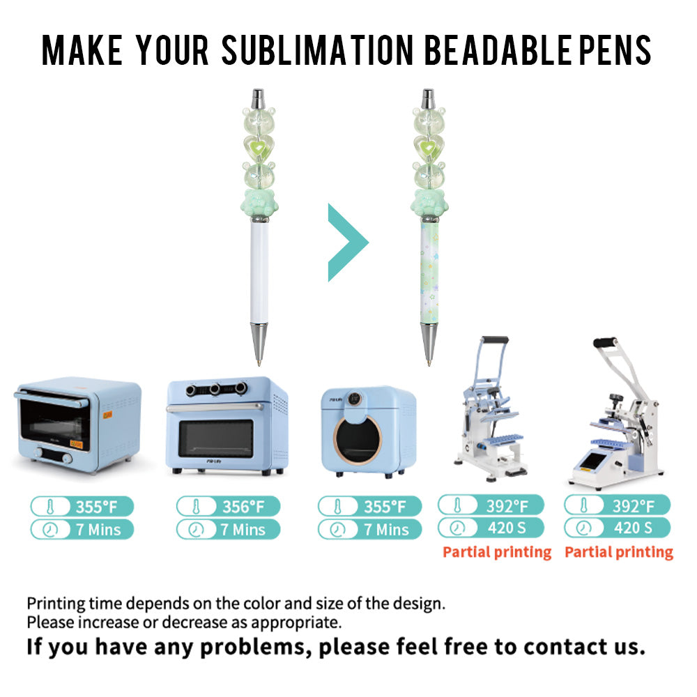 Wholesale Sublimation Beadable Pens Blanks Bulk White for Pen Heat Press with 25 Pieces Shrink Wrap Films 40 Pack & 60 Pack & 120 Pack