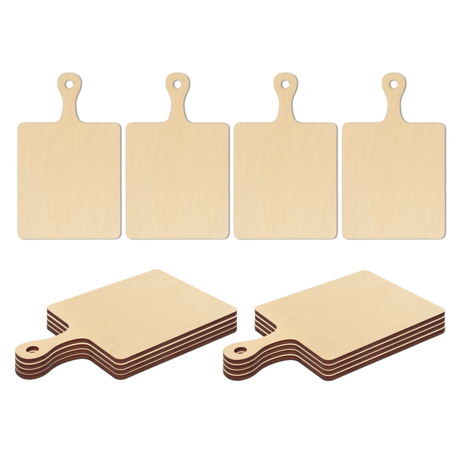 12 Pack Sublimation Plywood Cutting Board Blanks with Handle Wood Chopping Board for Sublimation Home Kitchen Decor (3 Size Options)