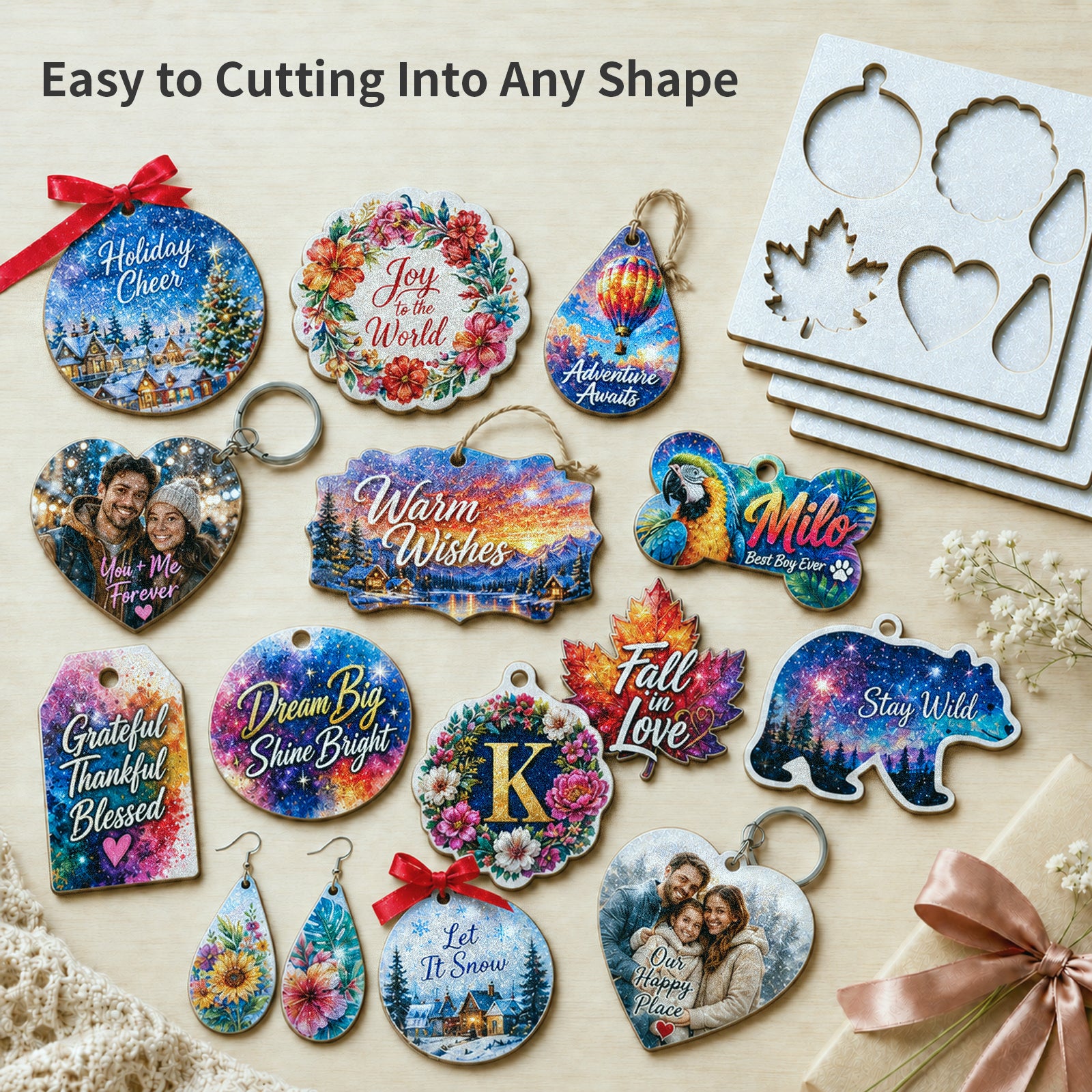 Wholesale Sublimation Hardboards MDF White Glitter 12" x 12",1/8" Thick Laser Boards for Heat Transfer, for Custom Coasters Ornaments 4 Pack