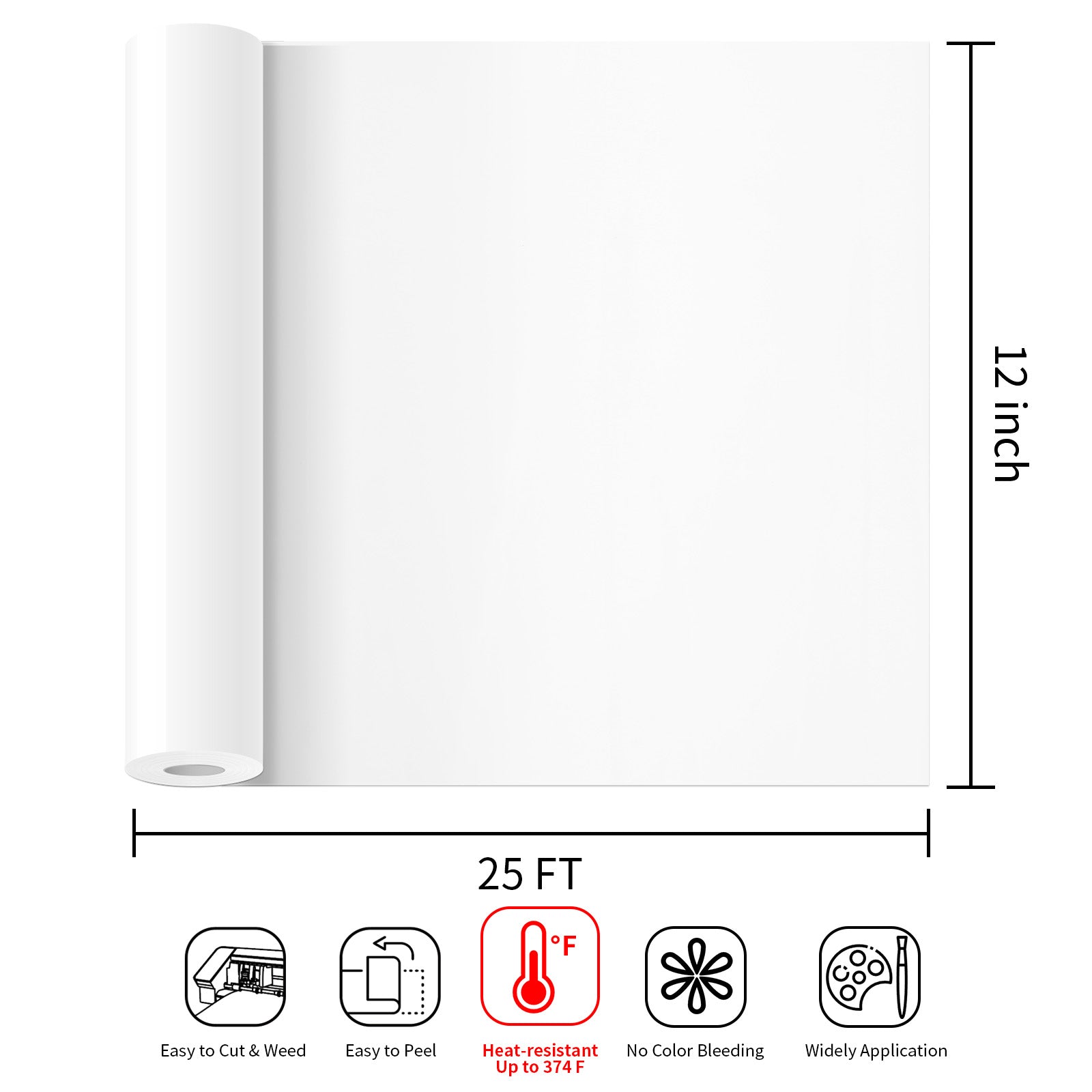 Heat-Resistant Stencil Vinyl White Masking Covering Film 12" x 25 Ft 2 Rolls