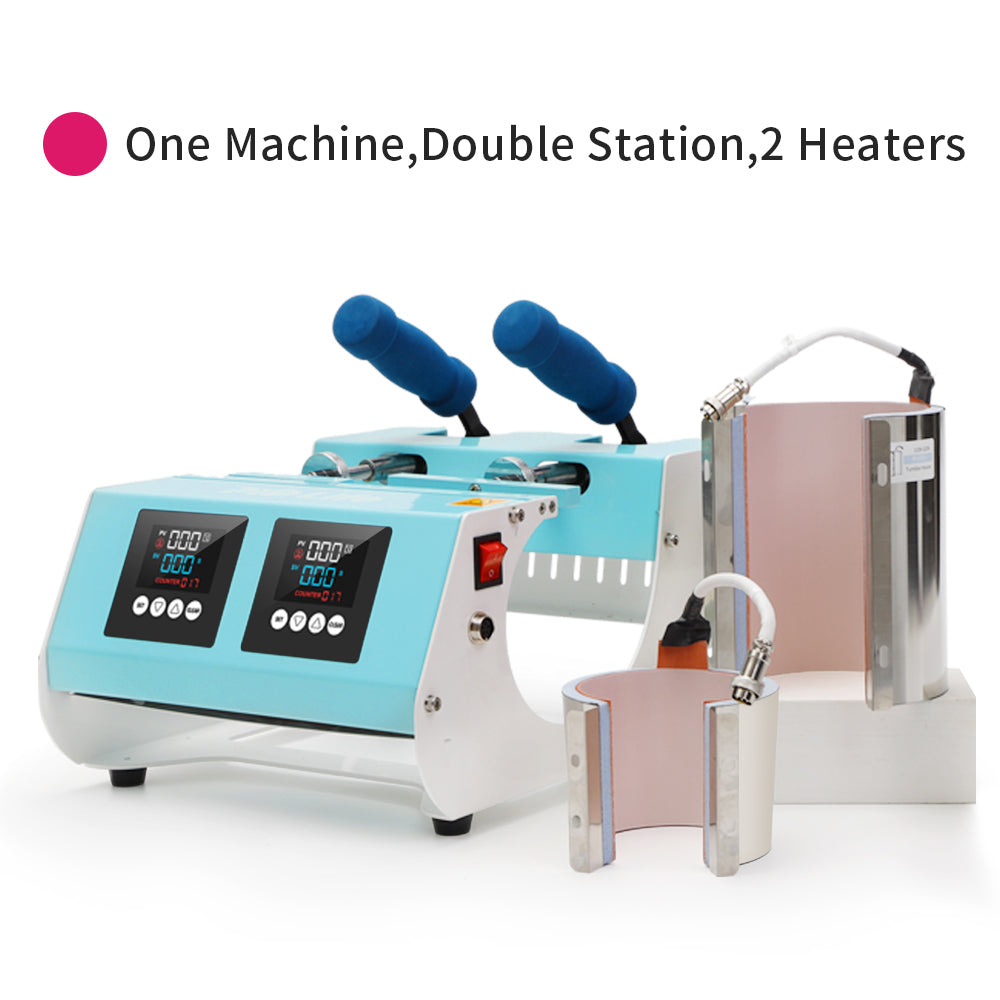 40 OZ Tumbler Heat Press Machine Dual Double Station for 40 OZ Tumbler Top and Tapered Bottom Full Wrap Sublimation Printing