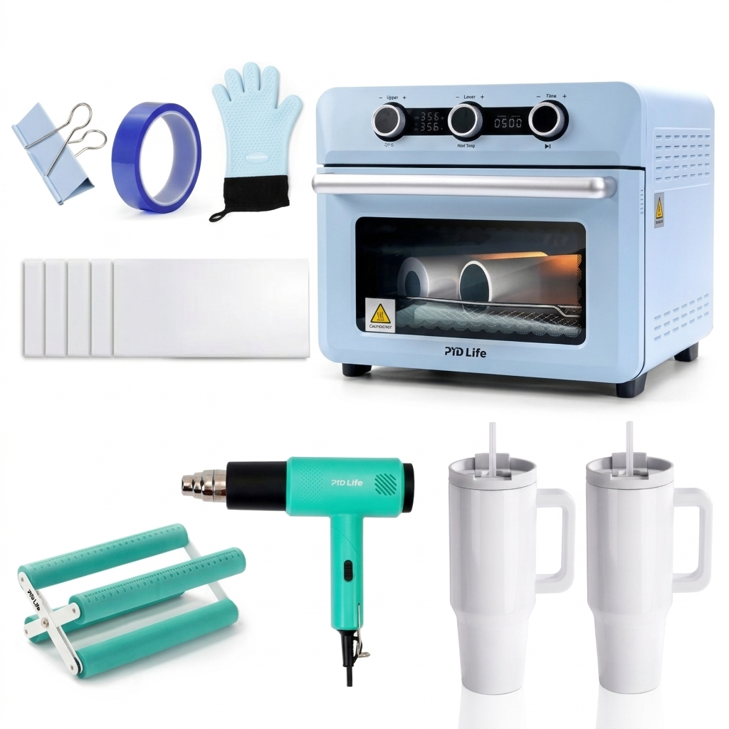 25L Sublimation Oven Starter Benginers Kit Bundle with 40oz Tumbler,Sublimation Shrink Wrap Film,Heat Blower Gun and Cup Tumbler Cradle
