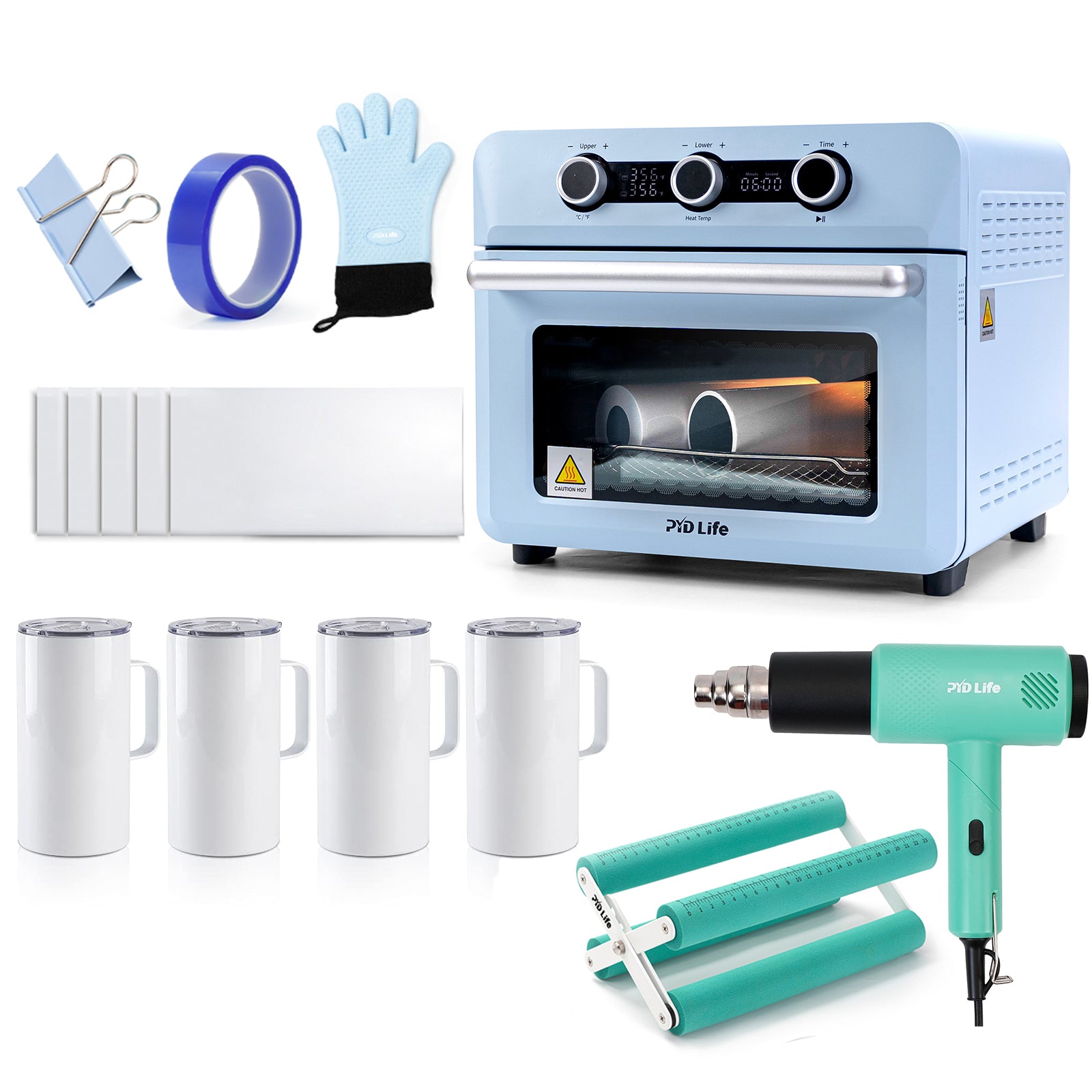 25 L Sublimation Oven Sublimation Starter Beginners Kits Bundle with 20oz Travel Mug,Cup Cradle and Heat Gun
