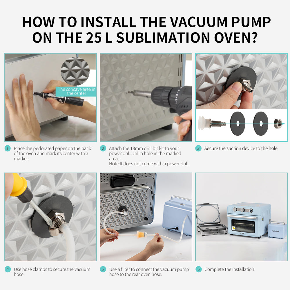 3D Vacuum Sublimation Oven Tray and Pump Set 80 W 110 V for Sublimation Blanks by 25 L Sublimation Oven.