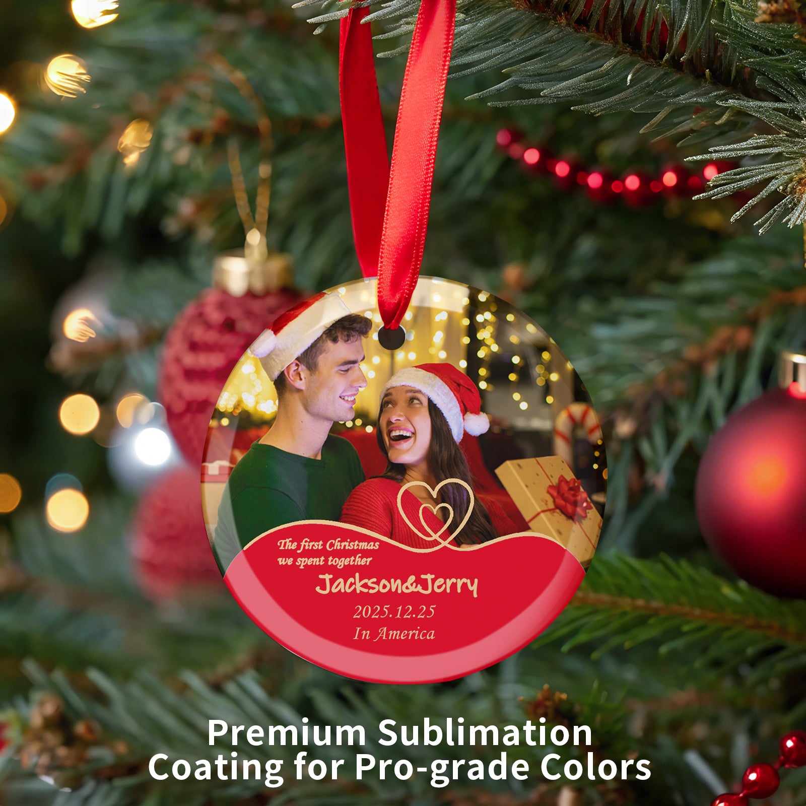 Wholesale Sublimation Glass Ornament Blanks with Red Ribbon Bulk for Christmas Easter Home Decor 48 PCS(4 Shape)