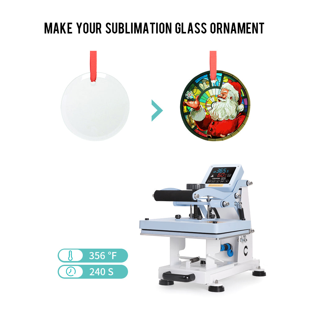 Wholesale Sublimation Glass Ornament Blanks Round 3 Inch with Red Ribbon Bulk for Easter Christmas Home Decor 48 PCS & 120 PCS & 240 PCS