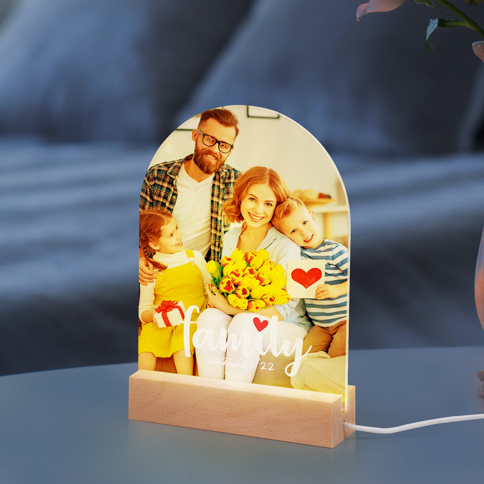 Wholesale 6" x 8" Sublimation LED Acrylic Arch Photo Frames Night Lights Blanks with Warm Color Light,with Wood Stand for Heat Press Machine Printing 8 Pack & 24 Pack & 48 Pack