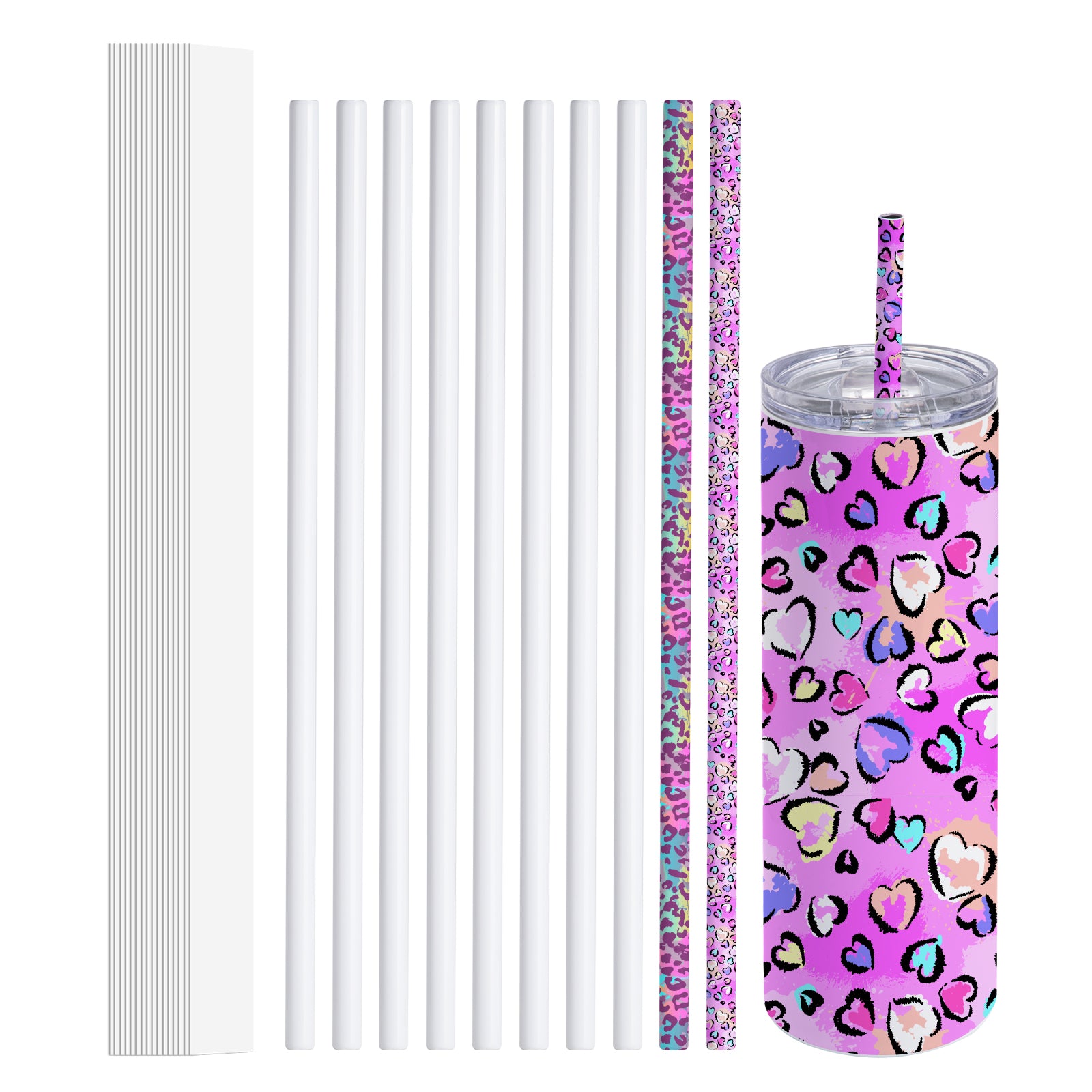Sublimation Stainless Steel Straws S 0.3" x L 8.5" 10.2" 12.4" for 40 OZ 30 OZ 20 OZ 16 OZ Sublimation Tumblers Mugs Cups