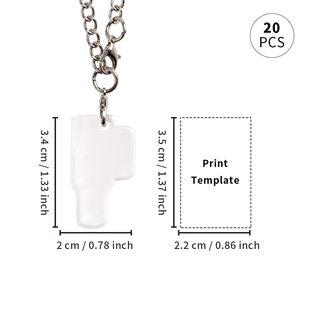 40 Pack Sublimation Charms Accessories for Stanley Yeti Cups White Blanks Acrylic Thickness 0.08"(2mm) (2 Shapes Options)