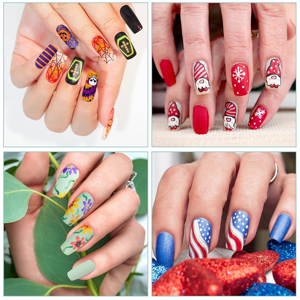 40 Pack 3D Sublimation Press On Nails Short White Blanks Bulk 4 Sizes,with 160 PCS Individual PP Bags and Cards