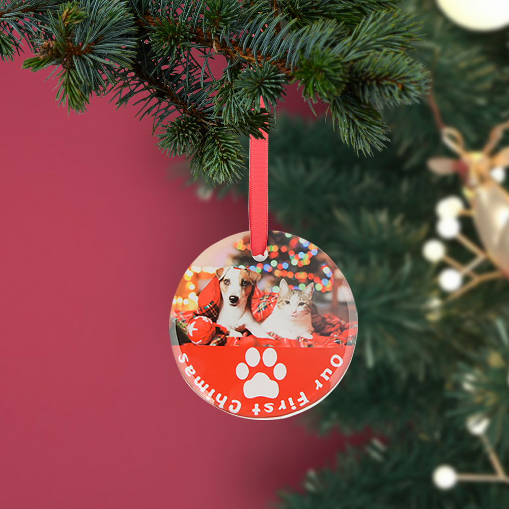 Wholesale Sublimation Glass Ornament Blanks Round 3 Inch with Red Ribbon Bulk for Easter Christmas Home Decor 48 PCS & 120 PCS & 240 PCS
