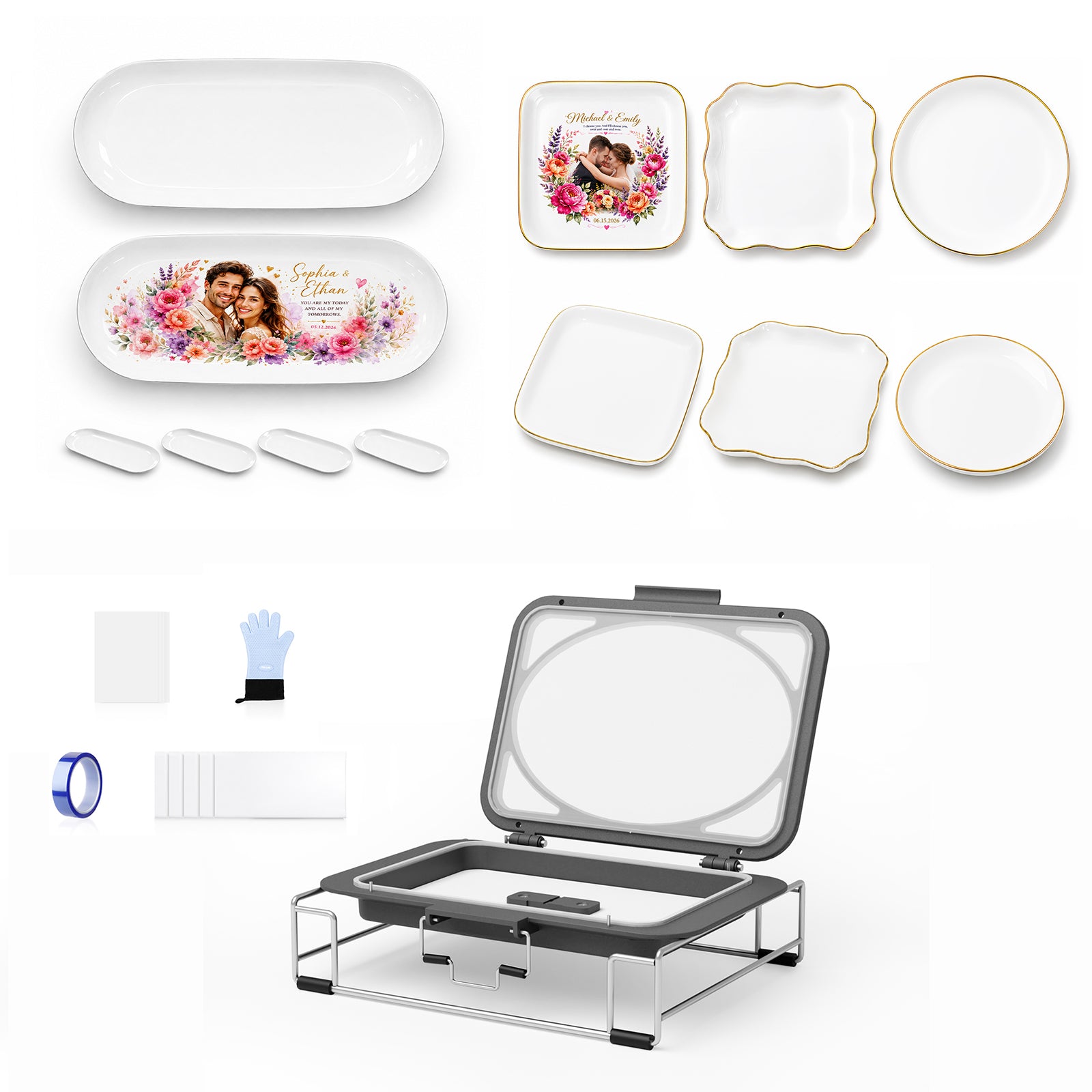 A4 Tray Kit with Ceramic & Stainless Steel Jewelry Tray Blanks(Shipping from China)